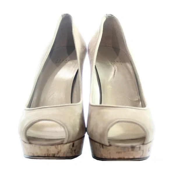 Stuart Weitzman Suede Platform Peep Toe Size 8 1/2 - Picture 2 of 4